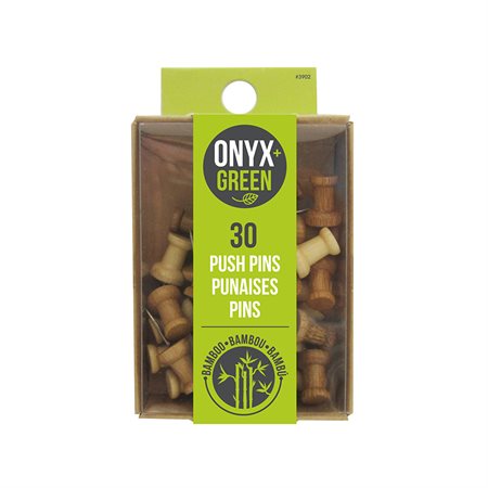 30 push pins, bamboo