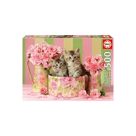 500 pieces puzzle - Kittens with Roses