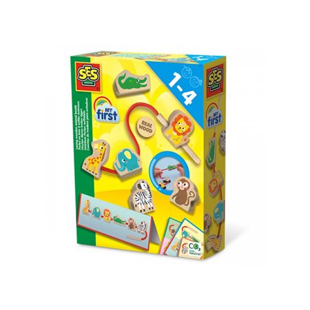 My first - Perles en bois à enfiler - Animaux 