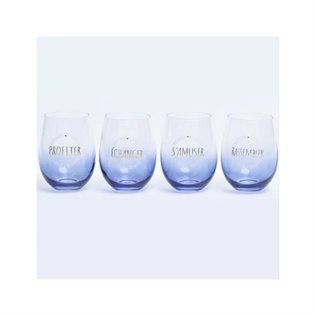 Set of 4 glasses with discussion cards
