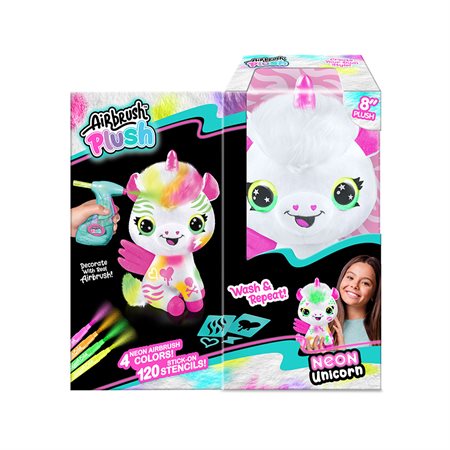 Airbrush - Peluche licorne néon à colorer
