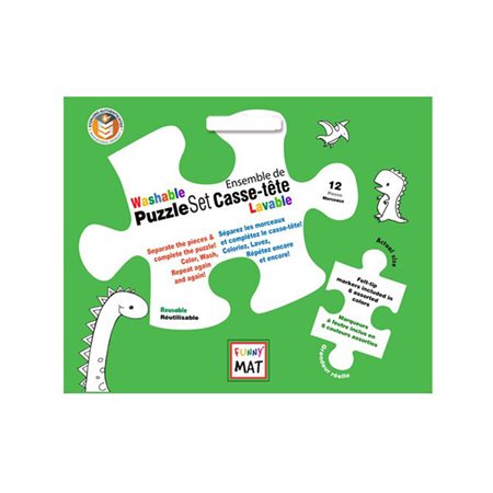 Funny Mat - 12 pc washable coloring puzzle set, age of dinosaurs