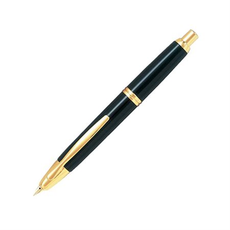 Black Capless Fountain Pen (fine tip) - Gold accents